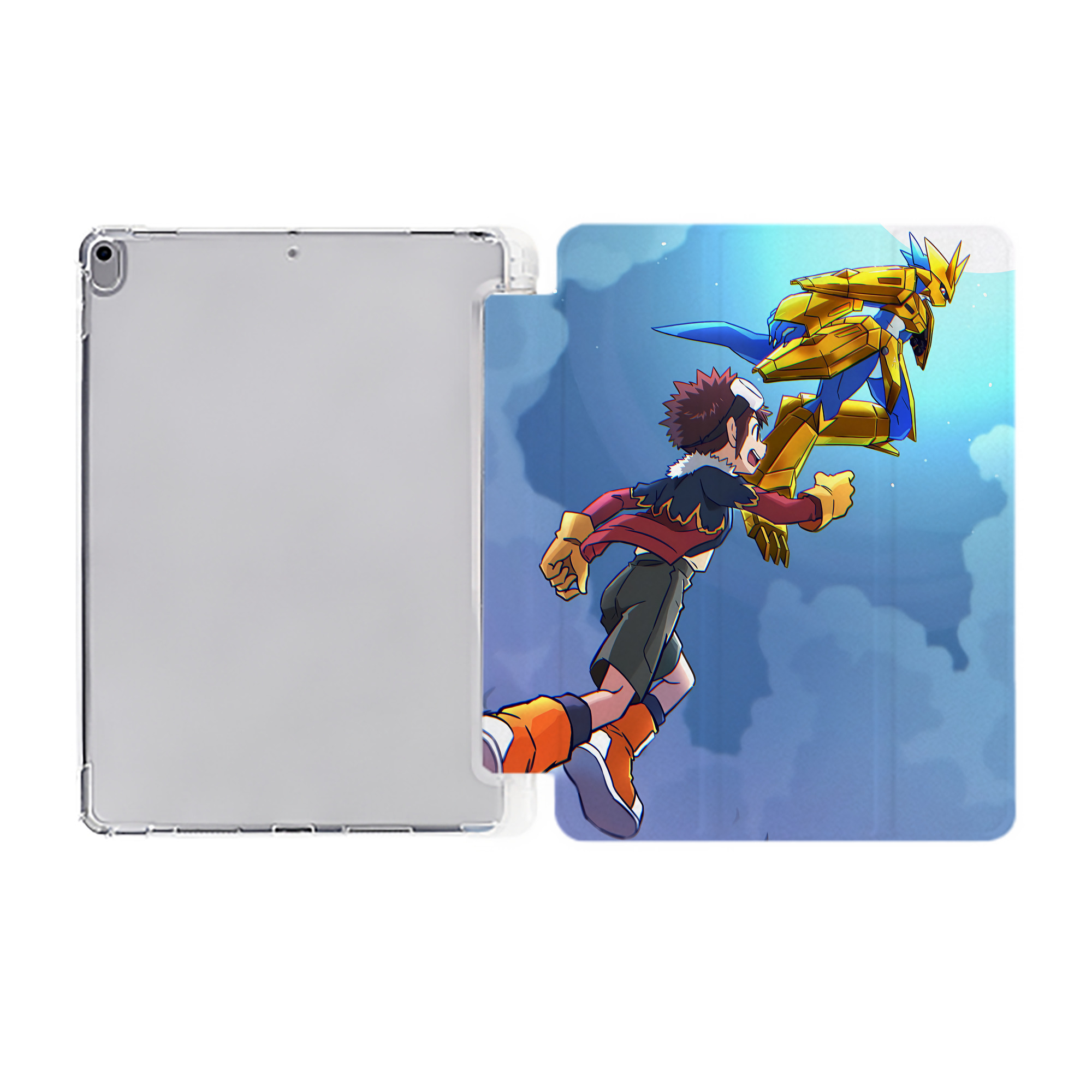 （画像用） Digimon デジタルモンスター/デジモン IPad ケース ペン収納付き 三つ折りスタンド PUレザー×シリコン 対応機種9.5/10.5/10.9インチ